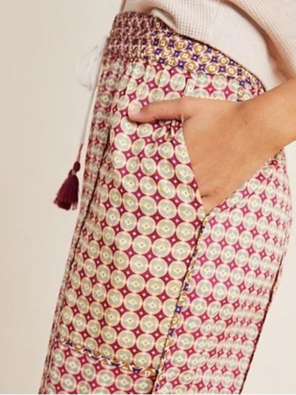 Anthropologie Doria Geometric Printed Wide-Leg Lounge Pants Large - Picture 3 of 9
